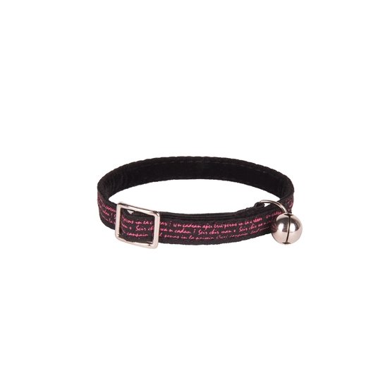 Collier chat style texte fantaisie noir pour chat