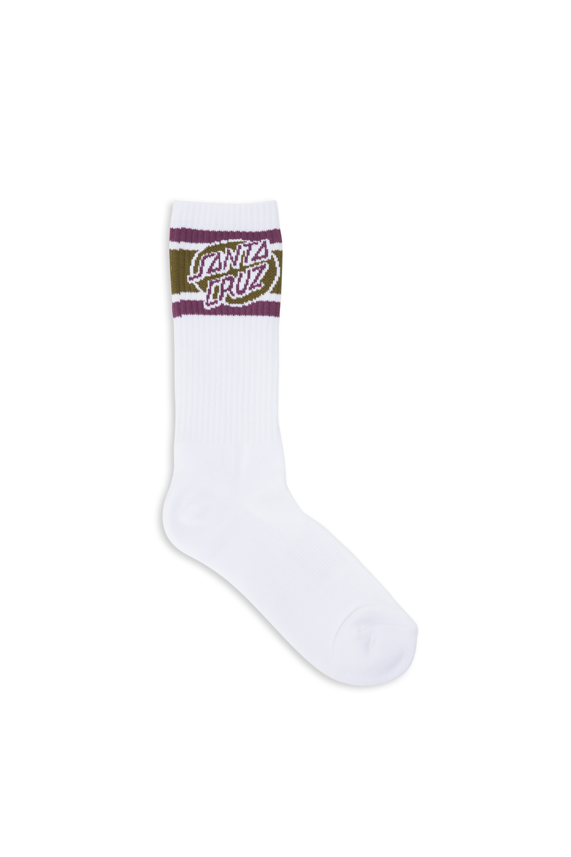 SANTA CRUZ Chaussettes Oval Dot Stripe Sock Blanc
