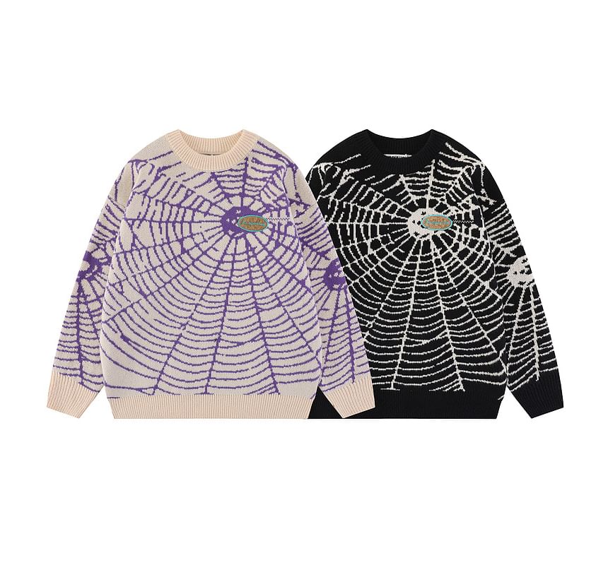 Sensarra - Koppel bijpassende spinnenweb jacquard oversized trui