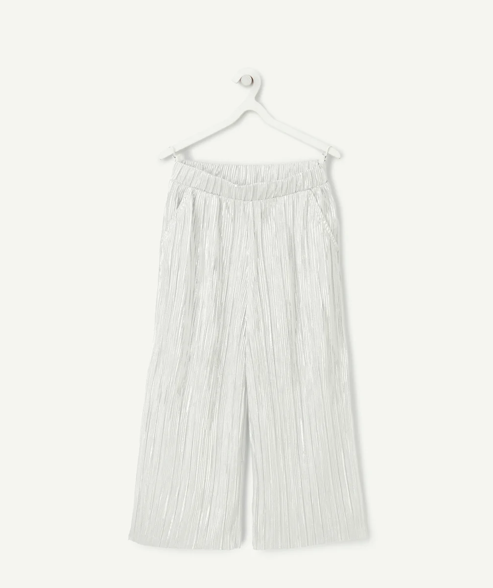 PANTALON LARGE FILLE IRISÉ COULEUR ARGENTÉE