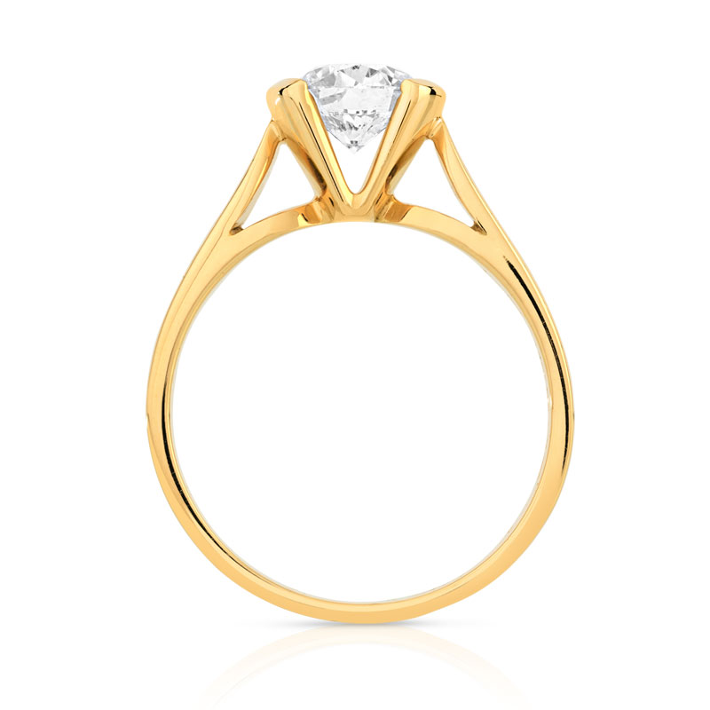 Solitaire or 750 jaune diamant 1 carat