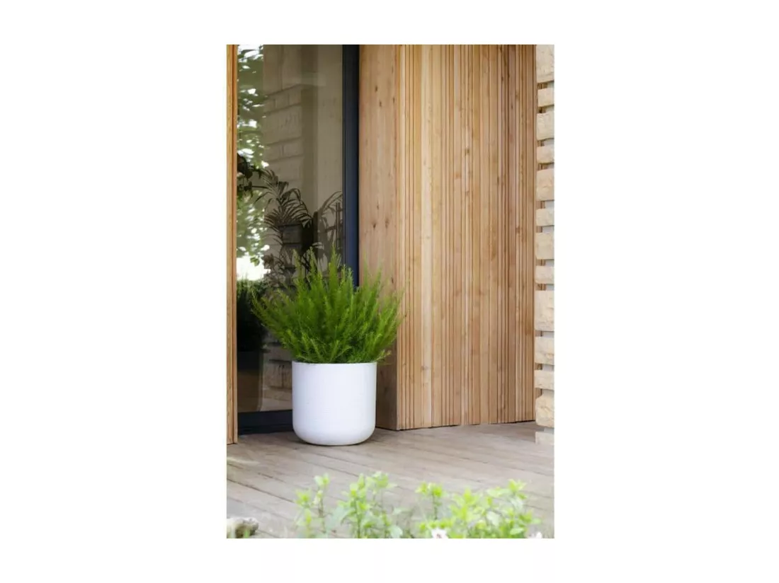 Pot de fleurs rond en plastique Graphit Up blanc cérusé - Ø 50 cm - Eda
