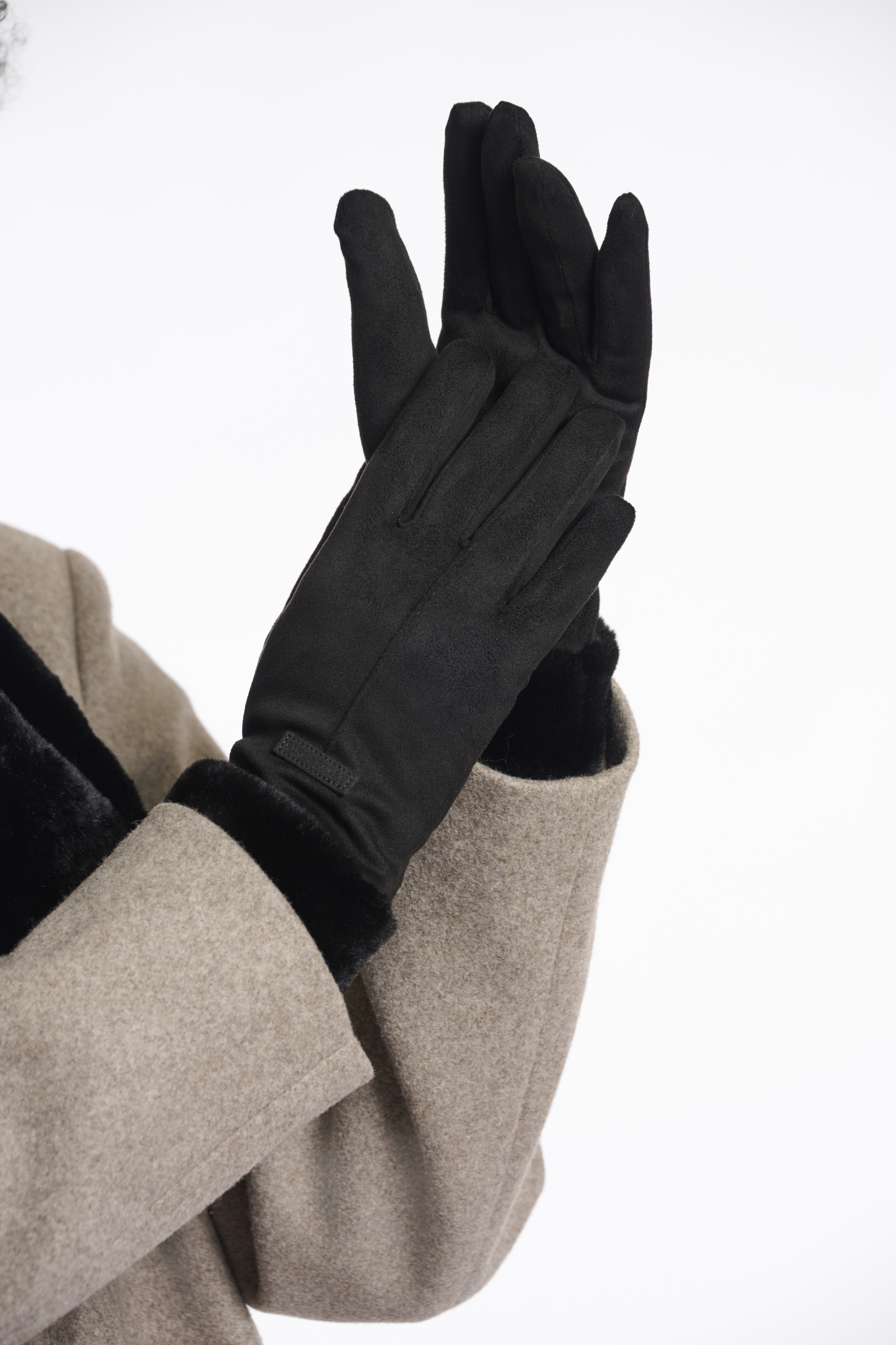 Rino & Pelle - Danzo Gloves With Fake Fur - Black