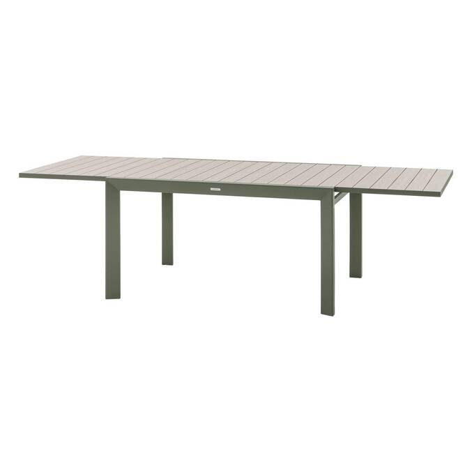 Table de jardin extensible coulissante ÉVASION Effet bois Lin & Vert laurier