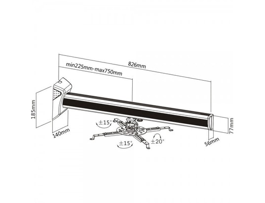 INLINE - Support plafond Fixation murale pour projecteur ®, max. 16 kg