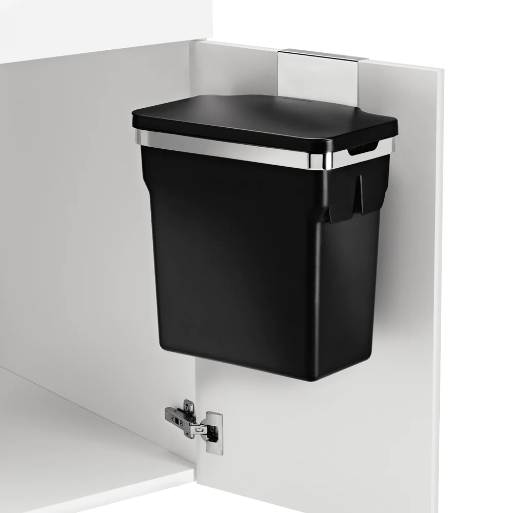 Poubelle de placard cadre en acier 10L code R noire Simplehuman