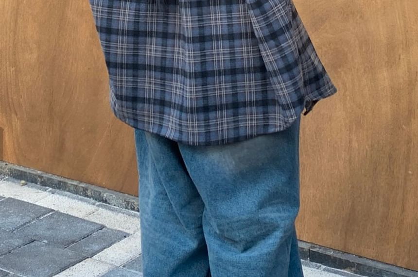 SeoulPop - Unisex geruit overhemd met lange mouwen en losse pasvorm