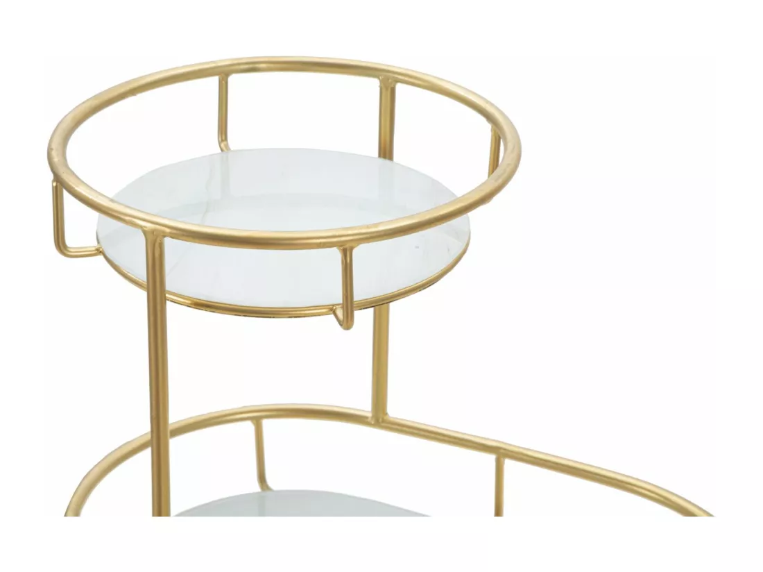 Porte objet en métal doré avec 2 étagères 36x22,5x27 cm