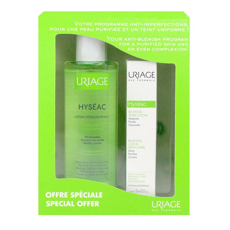 Coffret lotion Hyséac 200ml + bi-stick 1g