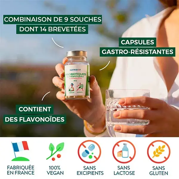 Nutri&Co Probio Pre e Probióticos para a Flora Intestinal 60 cápsulas