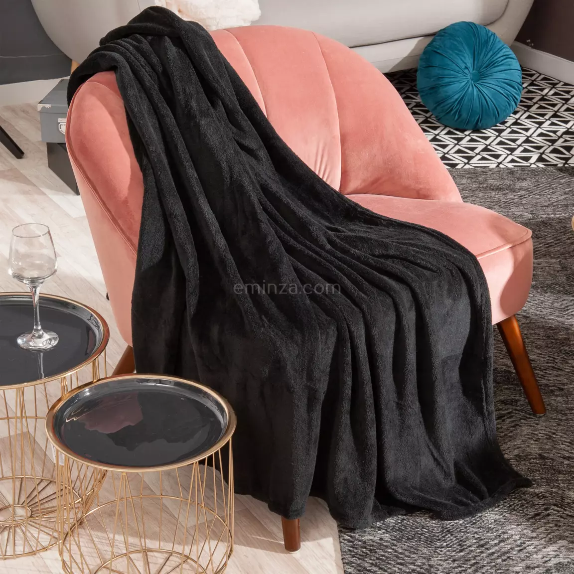 Plaid doux (180 cm) Tendresse Noir