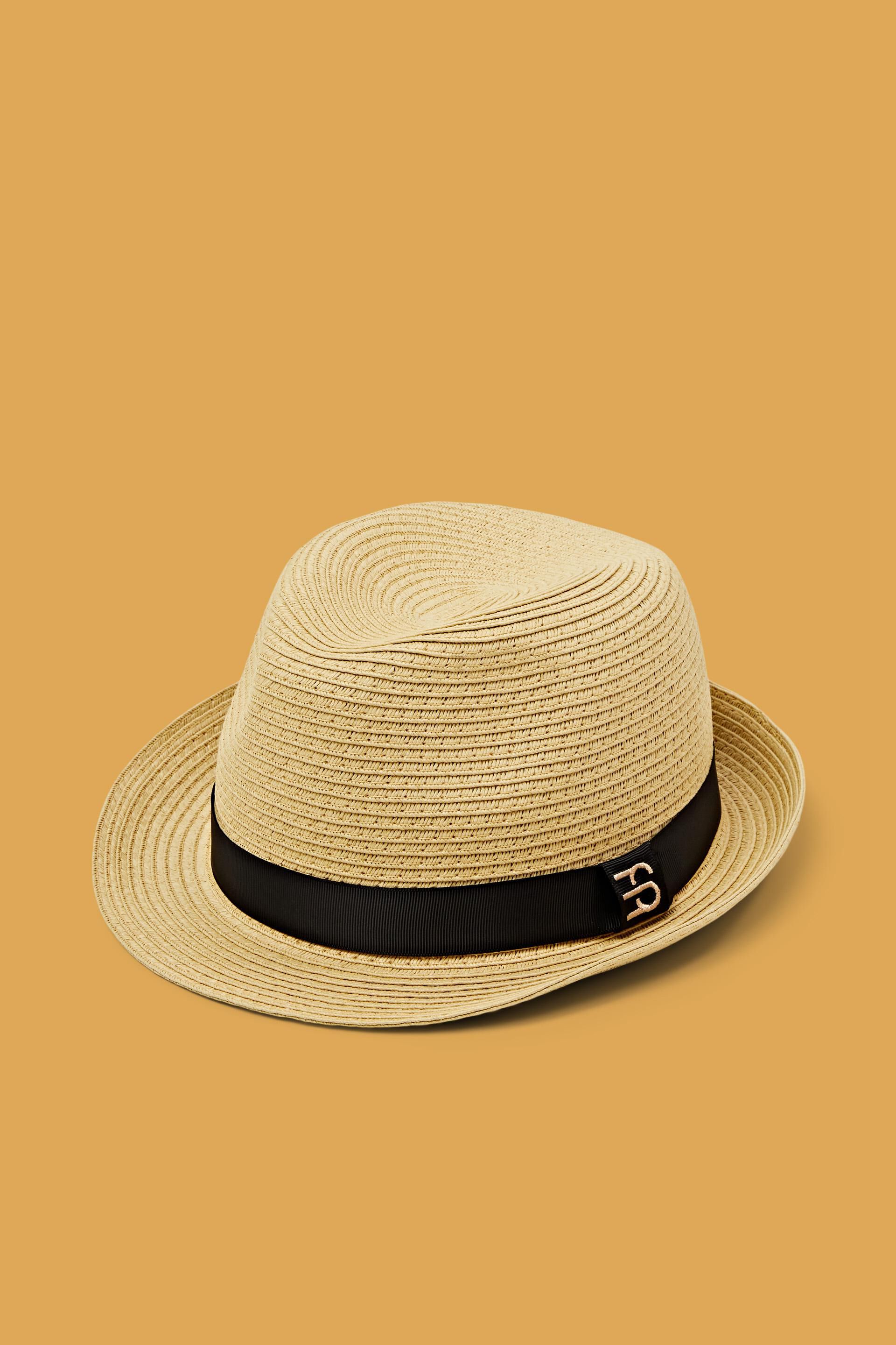 Chapeau de paille trilby à tour de chapeau tissé