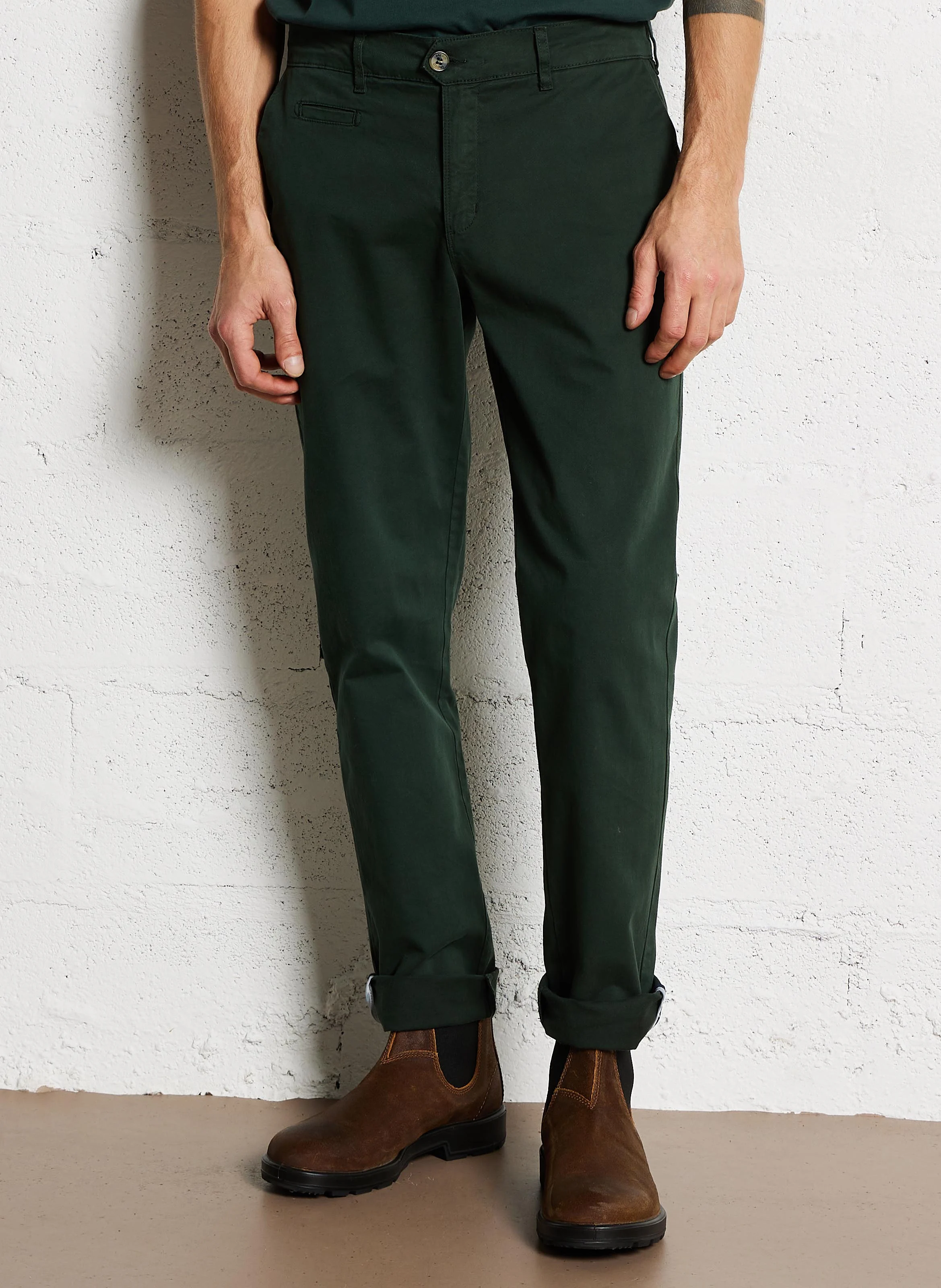 BRIX - Pantalon droit en coton bio mélangé | Vert