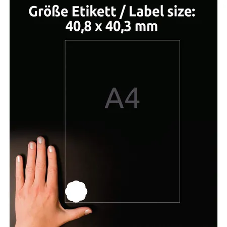 Avery Zweckform 5084 Wiederablösbare Etiketten in Blumenform,A4 40,8 x 40,3 mm, 10 Bogen/240 Etiketten, weiß