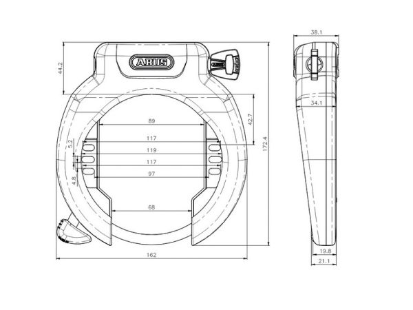 Abus Amparo 4750XL Ringlås, Bred