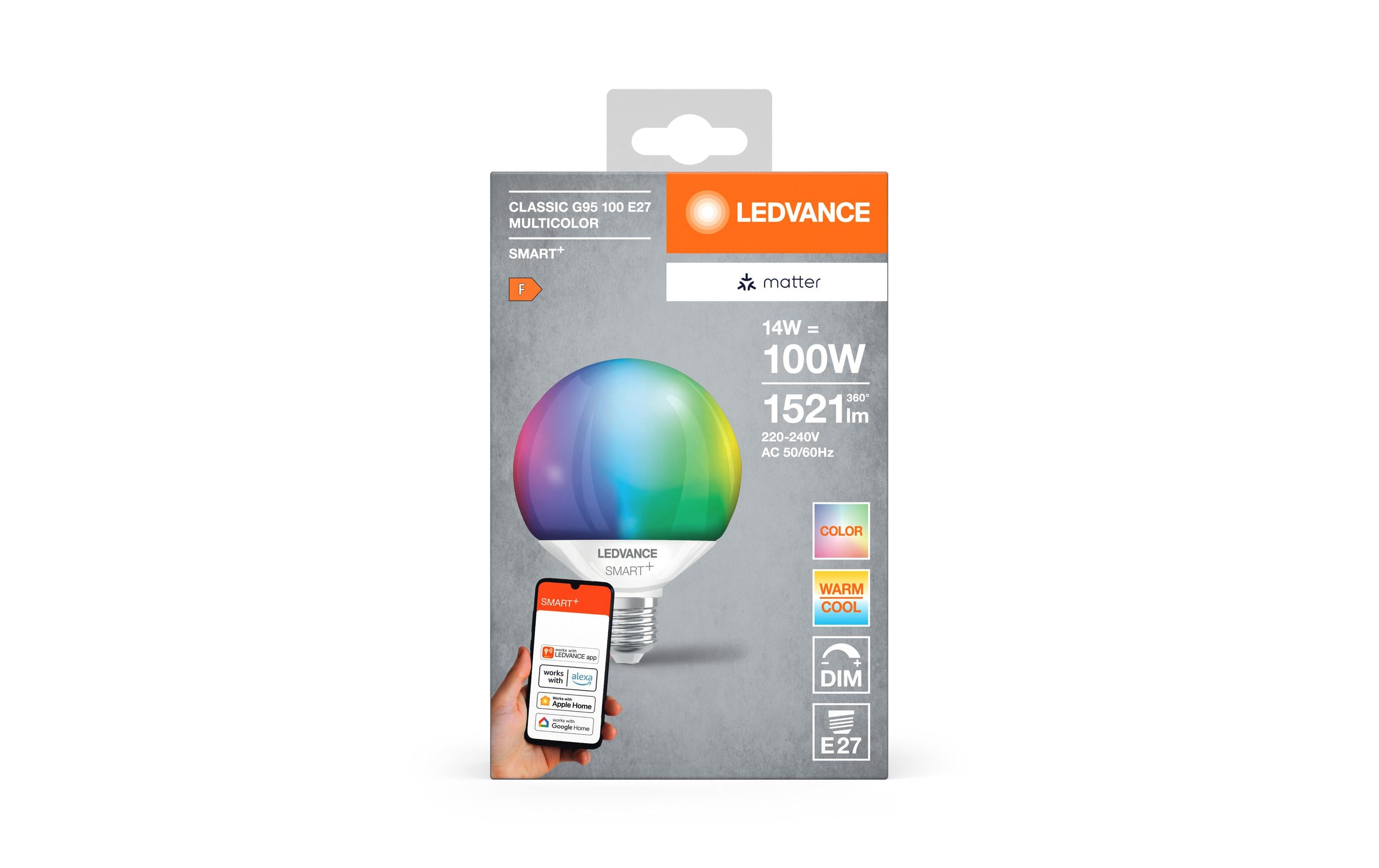 SMART+ Matter Globe Multicolor 14W 827-865 E27Klassische Globe Lampen mit Matter technologie