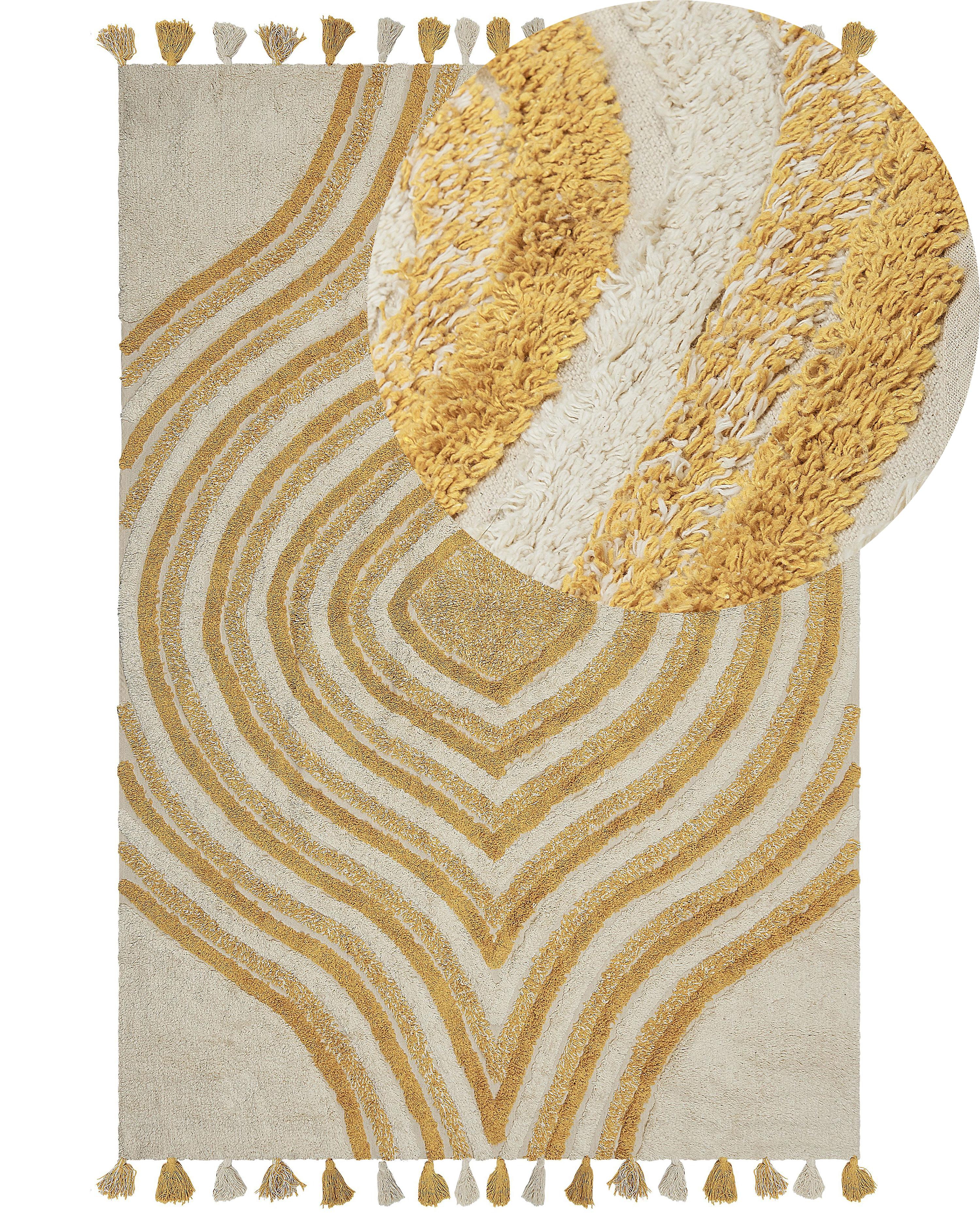 Vloerkleed BINGOL Geel 160 x 230 cm Katoen