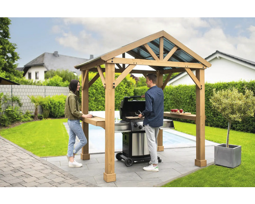 Gazebo WESTMANN Barbecue hout Laval 6x7 213 x 151 cm geglazuurd