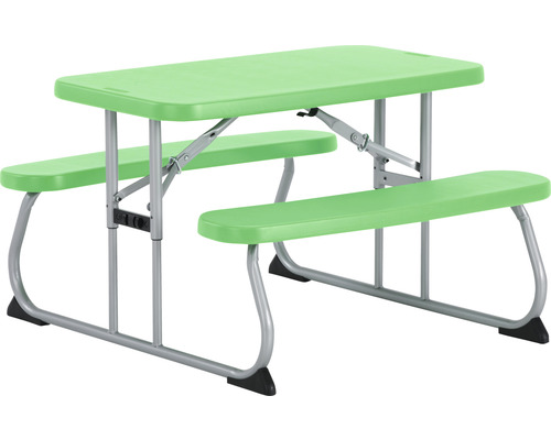 Kleutermeubilair Lifetime 4-zits bestaande uit: 2 banken, tafel, groen kunststof