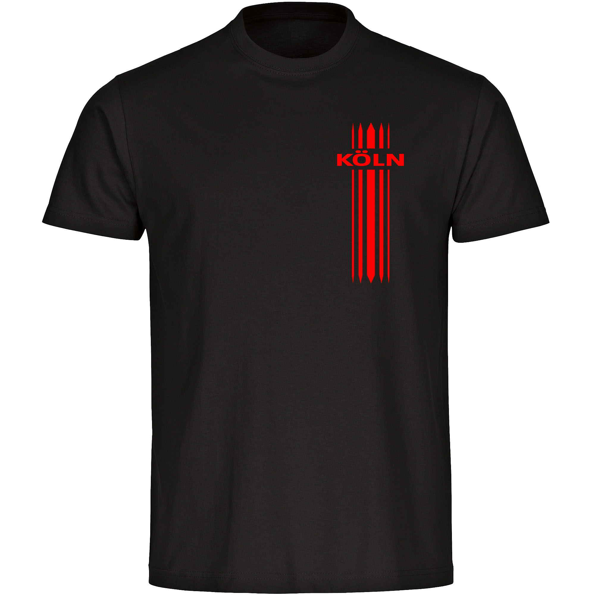 multifanshop® Herren T-Shirt - Köln - Streifen - Druck rot