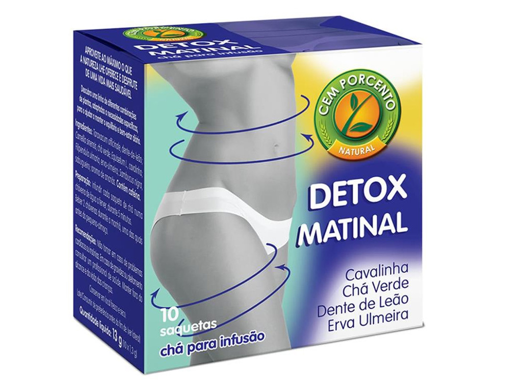 CHÁ CEM PORCENTO DETOX MATINAL 10 SAQUETAS
