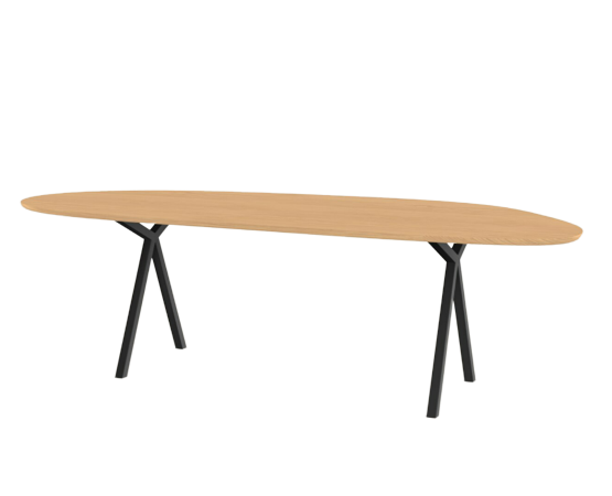 Studio HENK tafel Slim X-type Blob (organisch), zwart frame - Smart Collectie 260 x 100 cm | Eikenhout | Verjongde rand | Frame Zwart