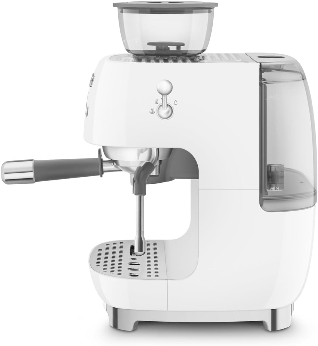 Smeg, Machine à Café Expresso Manuelle EGF03CREU, avec Broyeur à Grain Intégré, Thermoblock, 4 Niveaux de Température, Buse Vapeur et Manomètre, Réservoir 1 L, Dimensions Compactes, 1350W, Crème