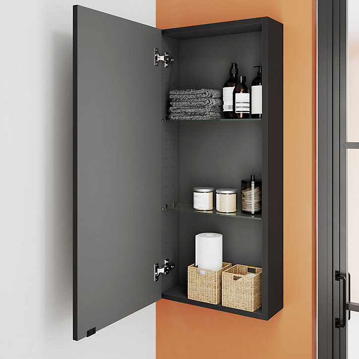 Armoire de salle de bains faible profondeur GoodHome Imandra noir mat L. 40 x H. 90 x P. 15 cm