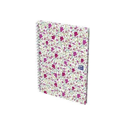 Oxford Floral - Carnet de notes à spirale - A5 - 120 pages - petits carreaux