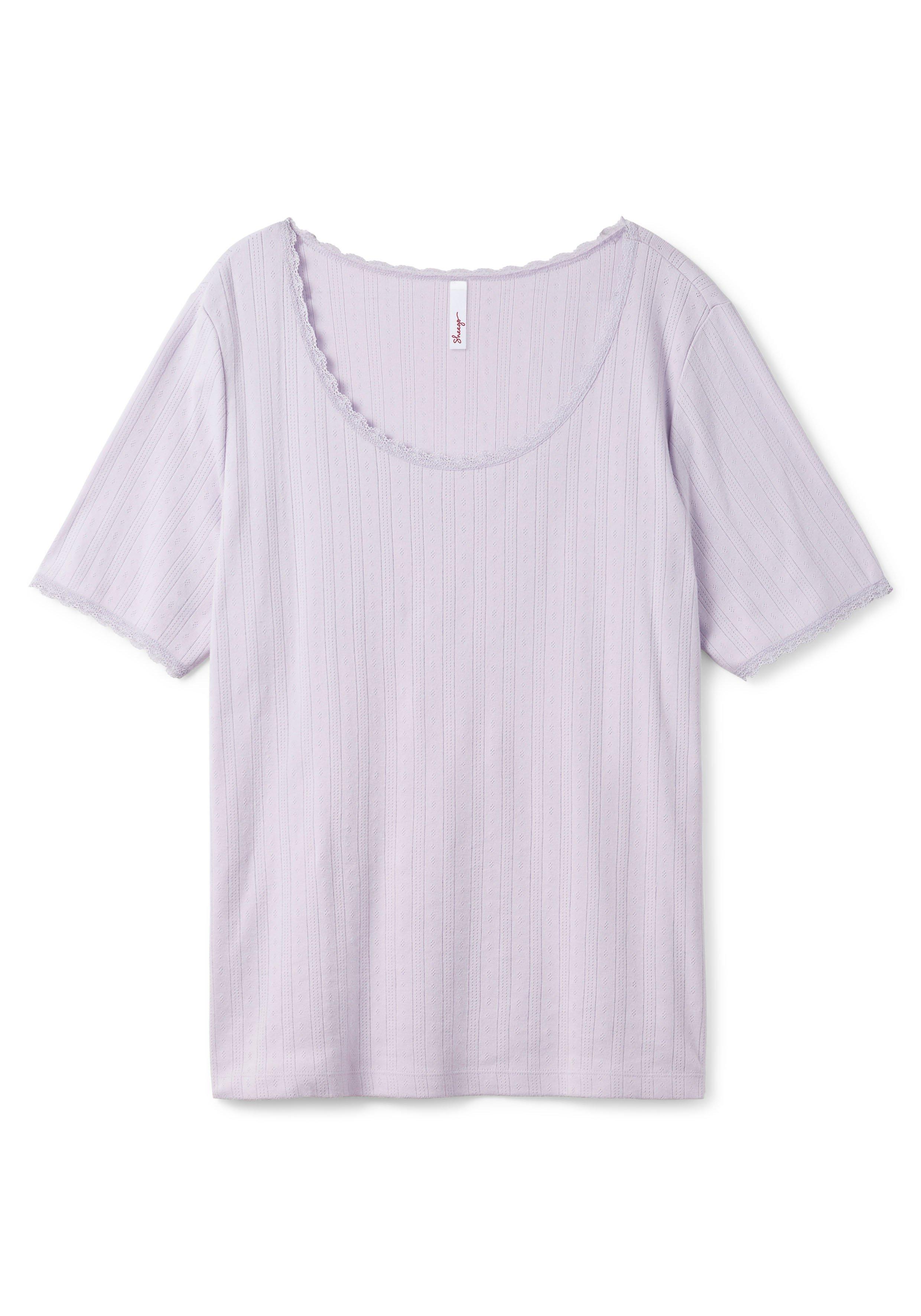 Shirt mit Lochmuster und Spitze