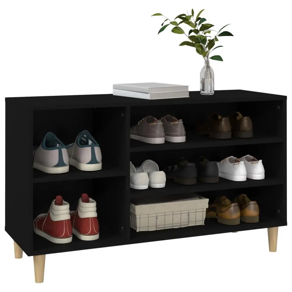 vidaXL - Schoenenrek - Zwart - Bewerkt hout