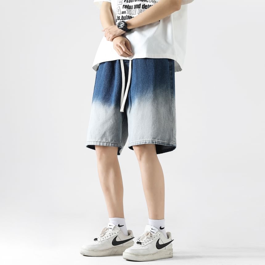 emeisa - Denim short met halfhoge taille en gradiënt