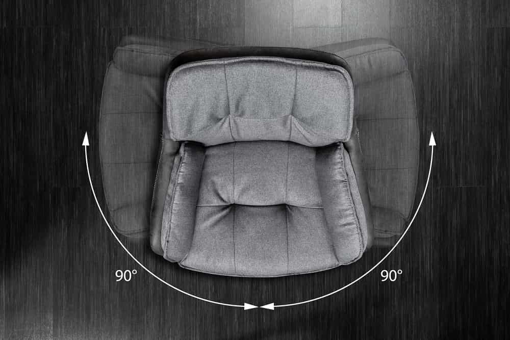 Drehbarer Design Stuhl MR. LOUNGER anthrazit grau Microfaser Flachgewebe mit Armlehne