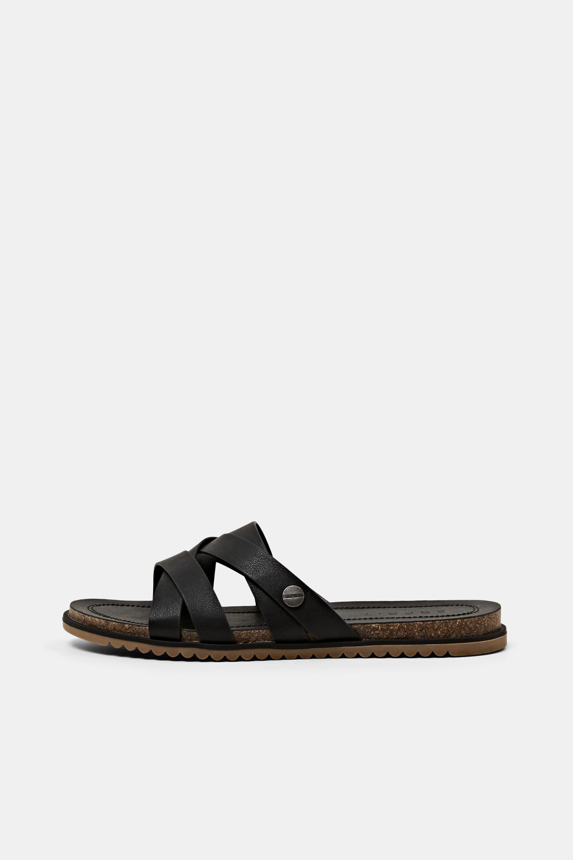 Sandales à enfiler en cuir vegan à brides croisées