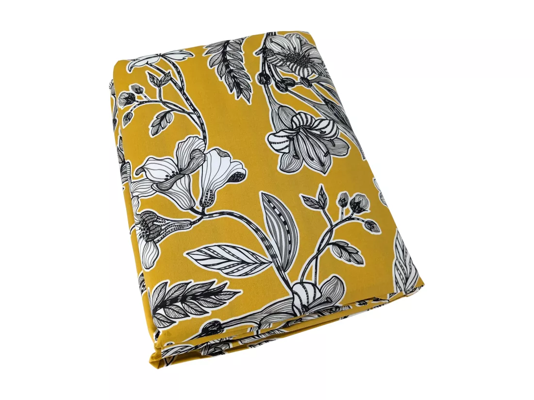 Housse de couette 280x240 cm satin de coton BOTANIC jaune soleil