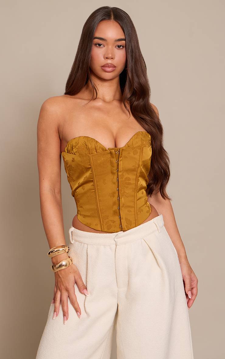 Doré Corset À Agrafes En Jacquard Olive Doré