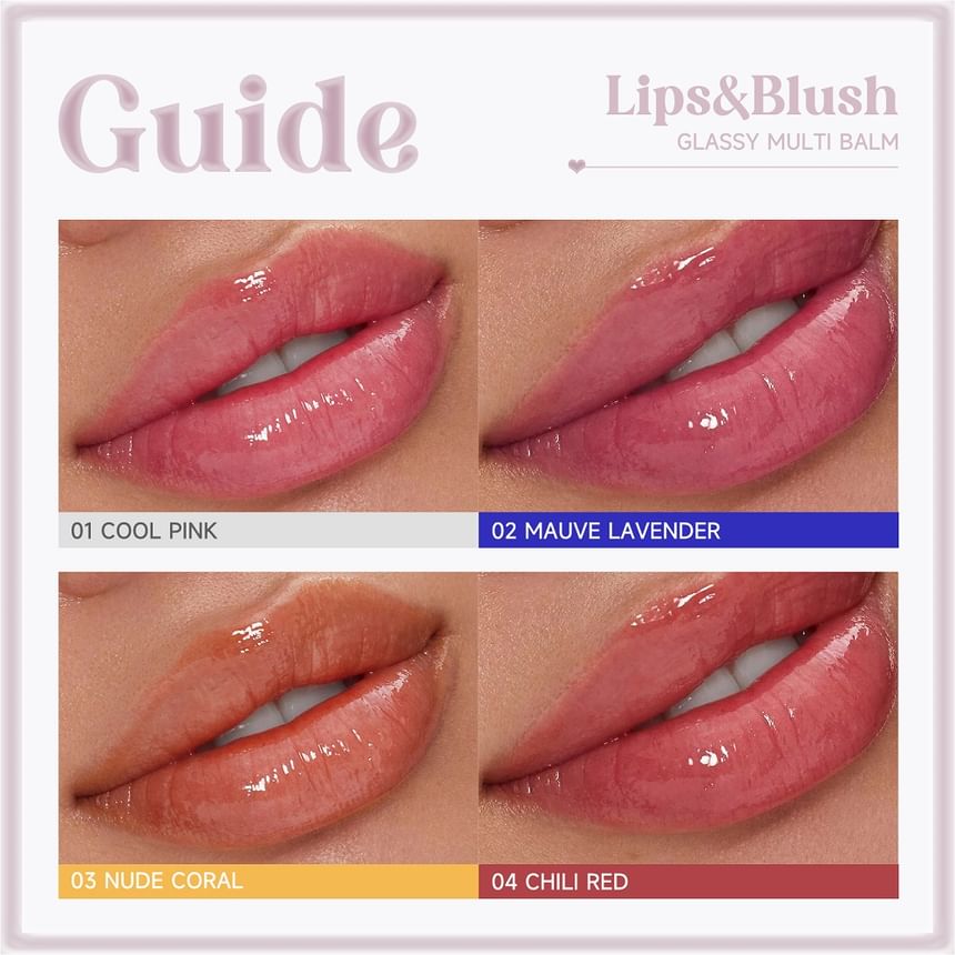 RoyueS - Shining Magic Lips & Blush Glassy Multi Balm - 4 kleuren