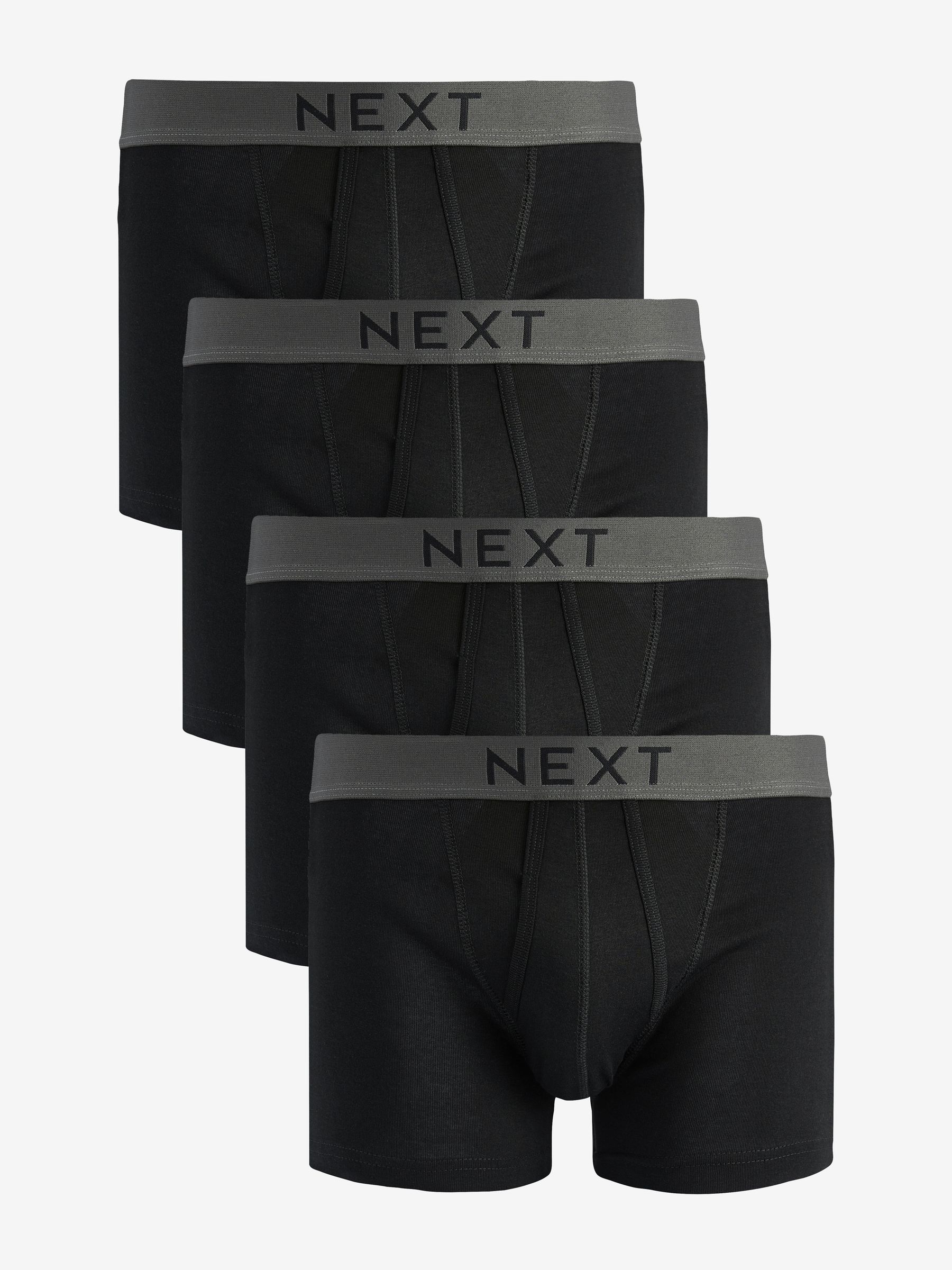 Zwart - Verpakking van 4 - A-frontboxershorts van 100% zuiver katoen