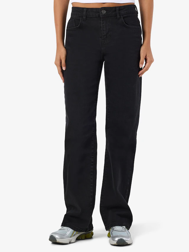 Noisy may Straight-Jeans »NMYOLANDA NW WIDE JEANS BLACK NOOS«, extra lang