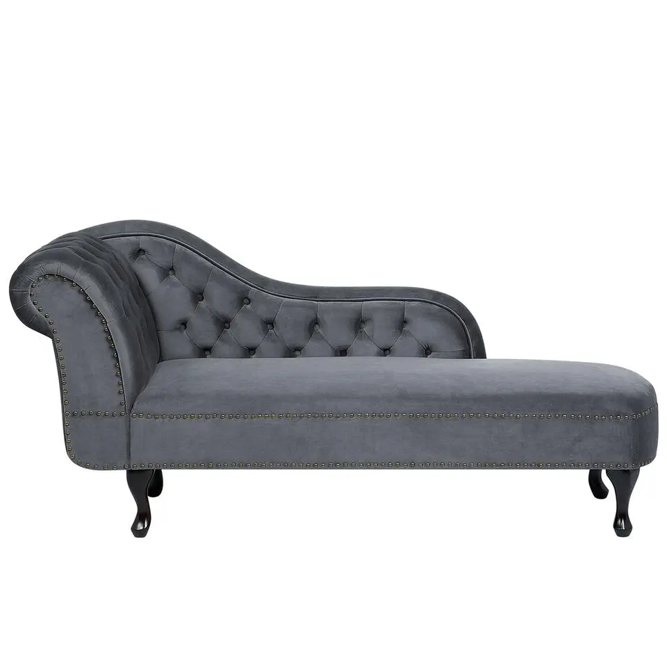 NIMES - Chaise longue - Grijs - Linkerzijde - Fluweel