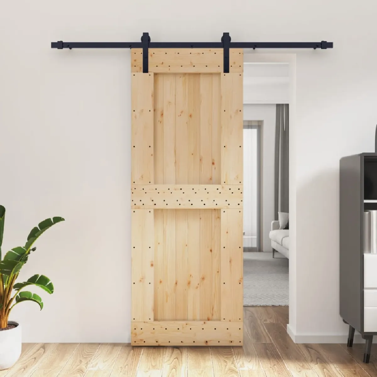 vidaXL Porte coulissante pin massif 80x210 cm