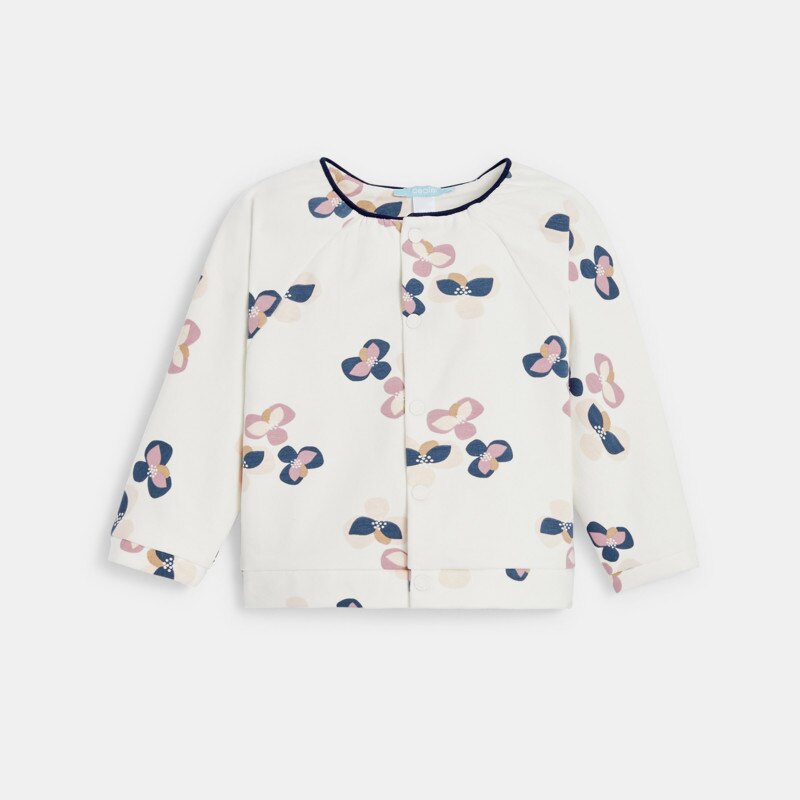 Gilet molleton fleuri rose bébé fille Rose