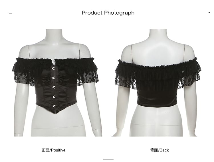 Autuna - Off Shoulder Effen Crop Top / Lage Taille Effen Maxi Zeemeerminrok