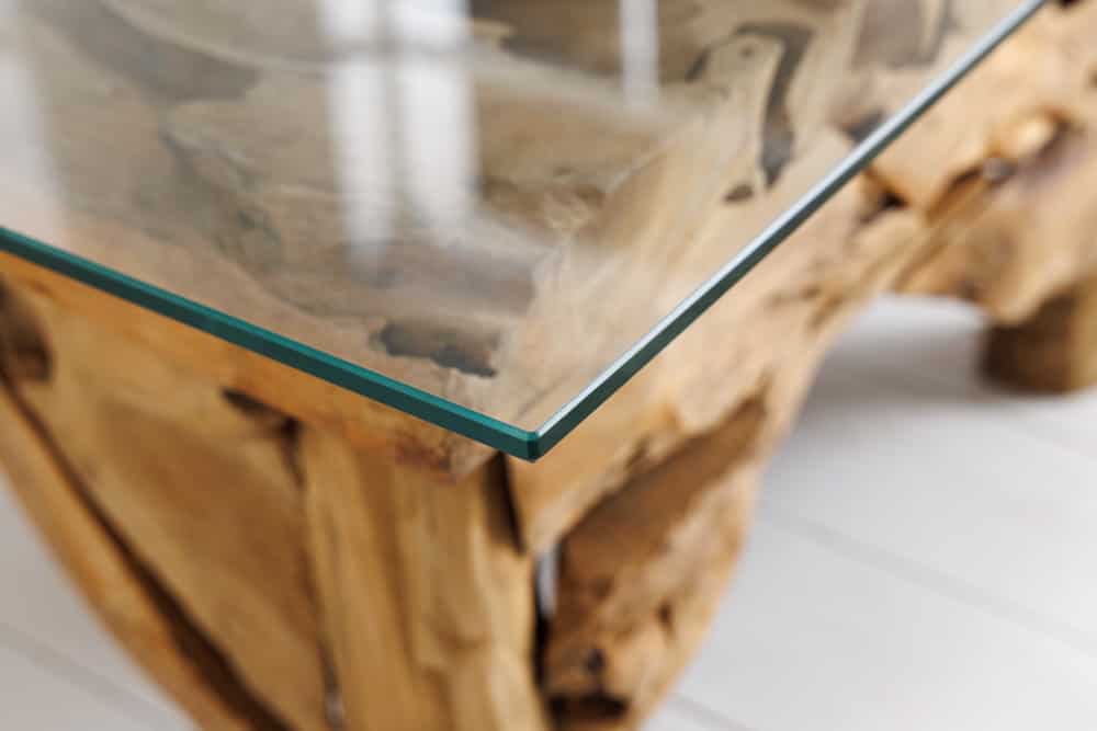 Maritimer Couchtisch RIVERSIDE 80cm natur Teakholz massiv Glasplatte Handarbeit