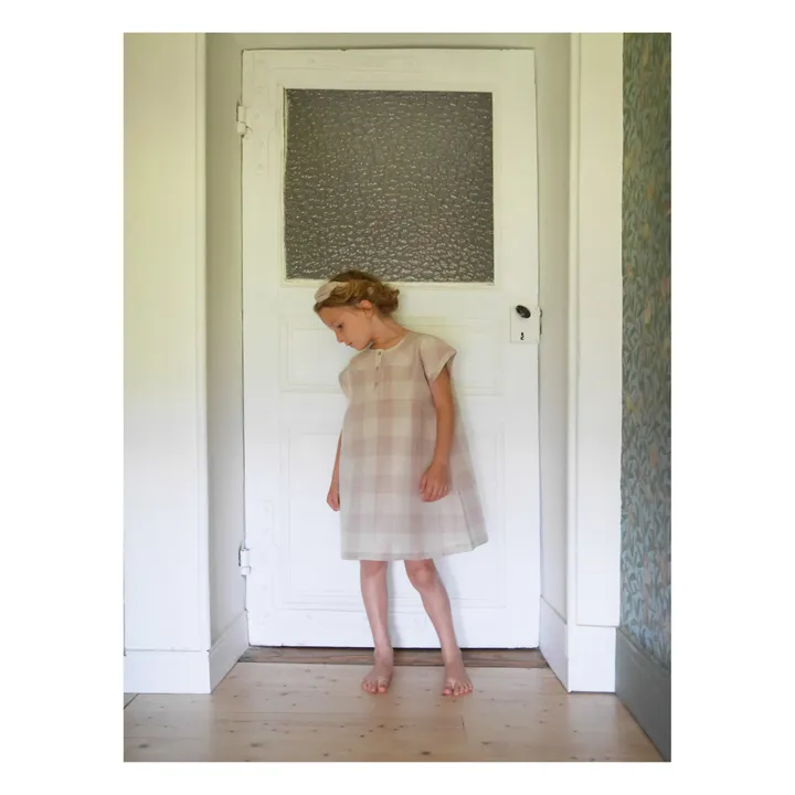 La Petite Collection Robe Lin Carreaux | Rose pâle