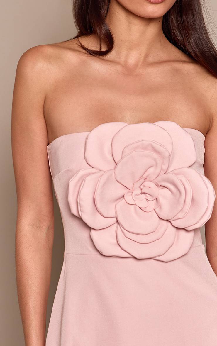 Rose Clair Robe Trapèze Bustier À Motif Floral