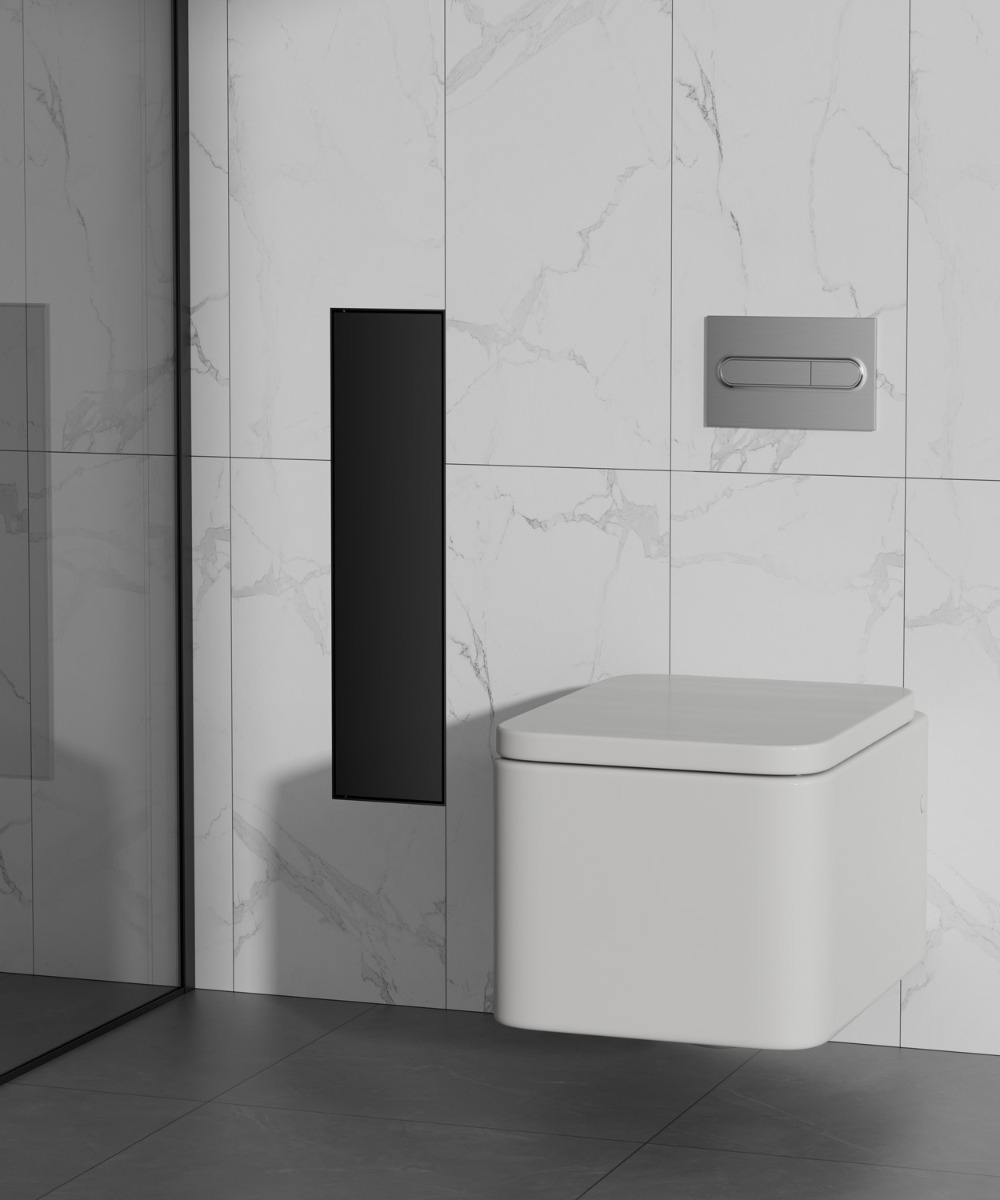 Saniclear Hide inbouw toiletborstel met rolhouder mat zwart