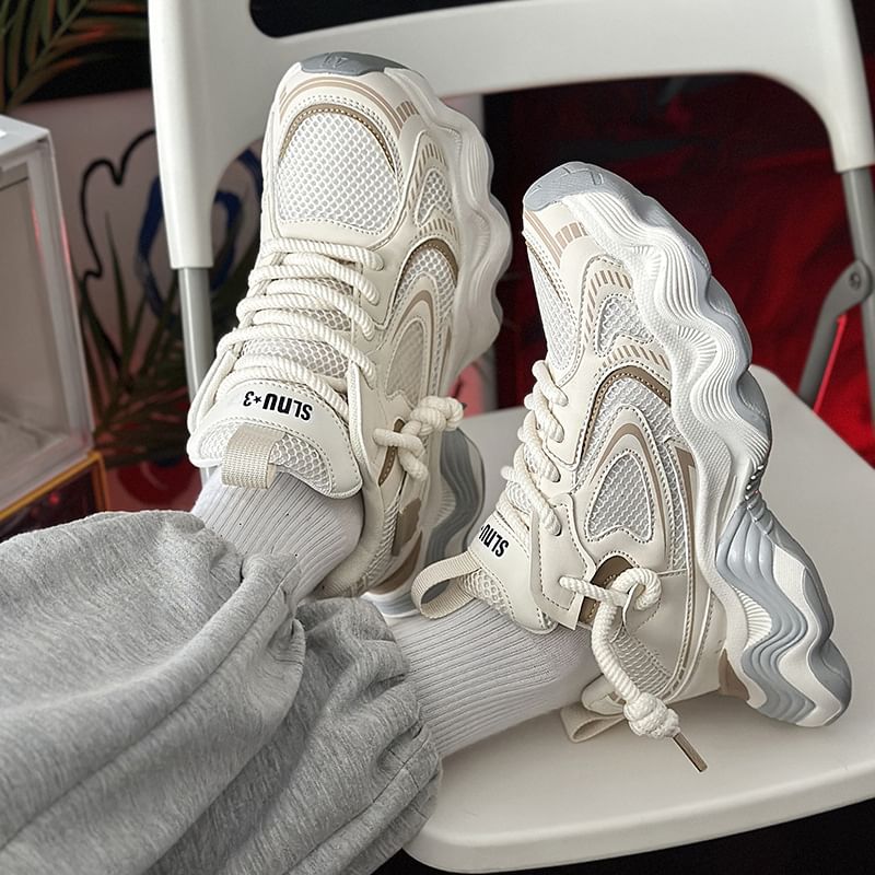 Tanzanite - Platform tweekleurige sneakers