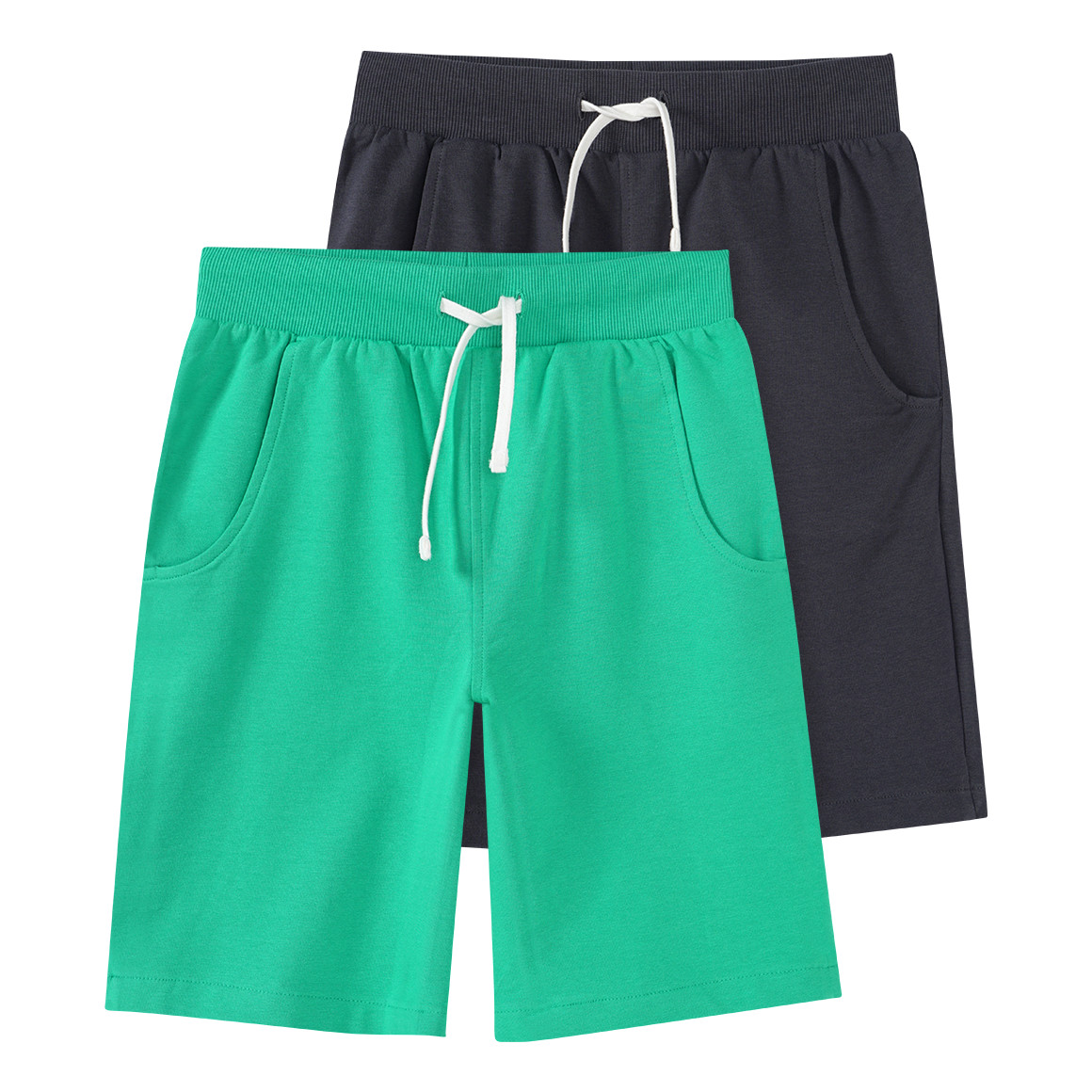 Famy 2 Jungen Joggingshorts im Set grün / dunkelgrau