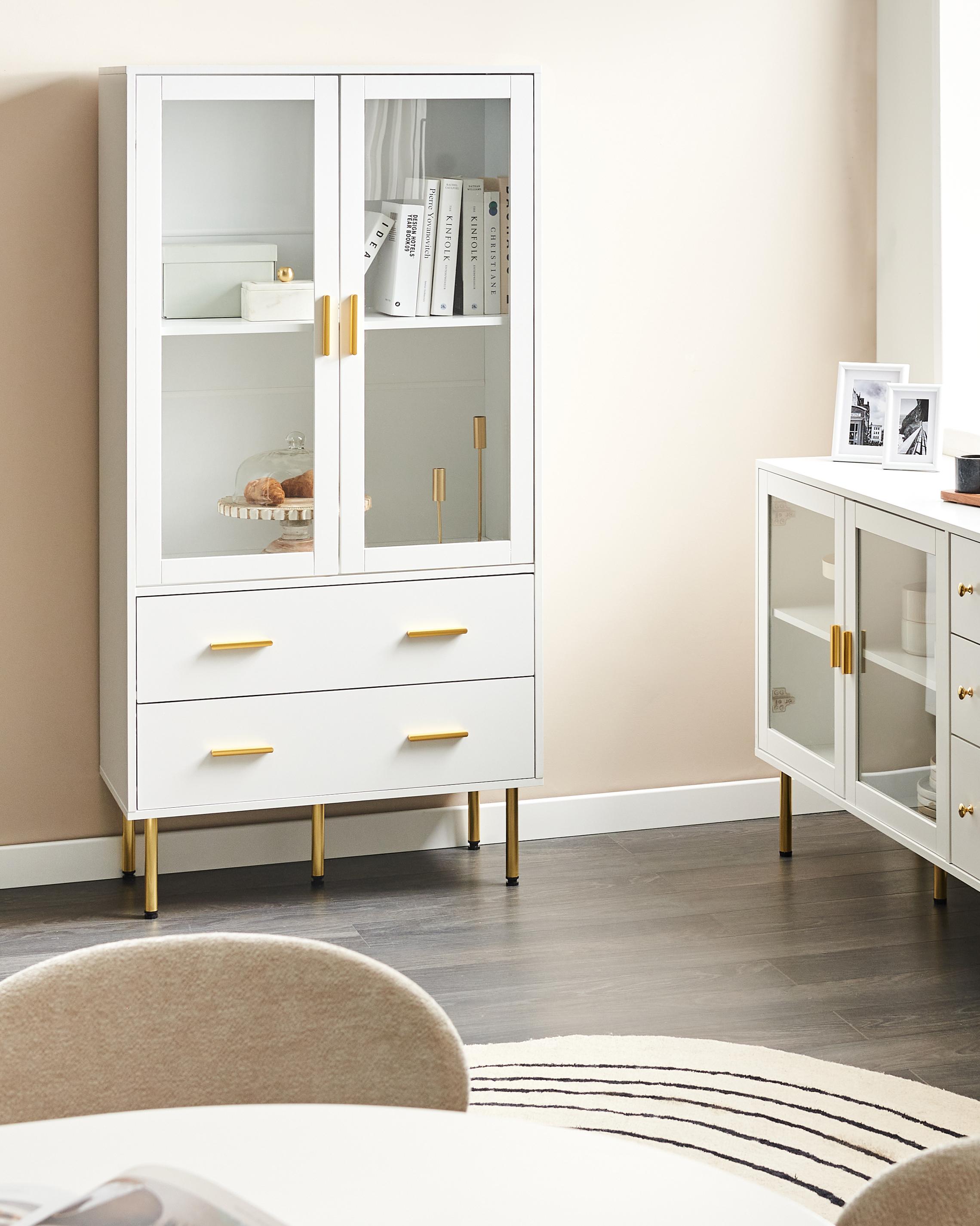 Glazen vitrinekast MILORA 80 cm Wit